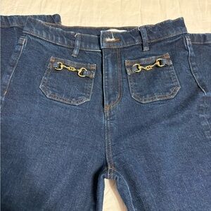 Loft Blue Jeans with Gold Accents